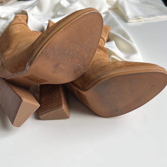 ALDO Boots leather & suede buttery soft knee high pull on camel - Picture 6 of 11